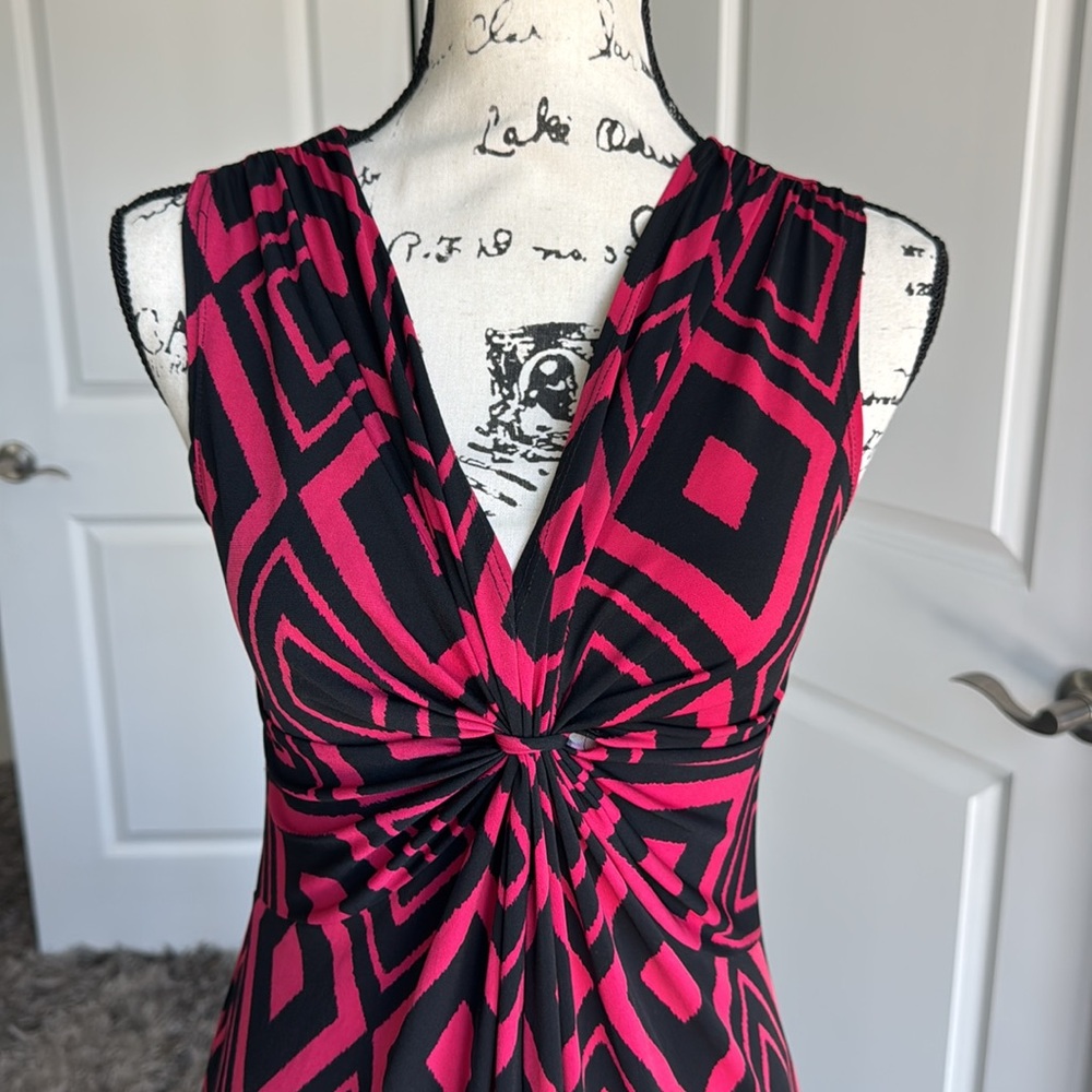 NY collection Elegant red and Black Geometric Dress - Picture 2 of 5